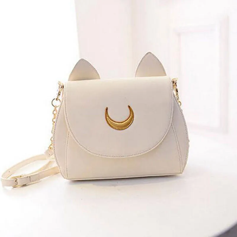 2016 New Summer Limited Sailor Moon Chain Shoulder Bag Ladies Luna Cat PU Leather Handbag Women Messenger Crossbody Small Bag