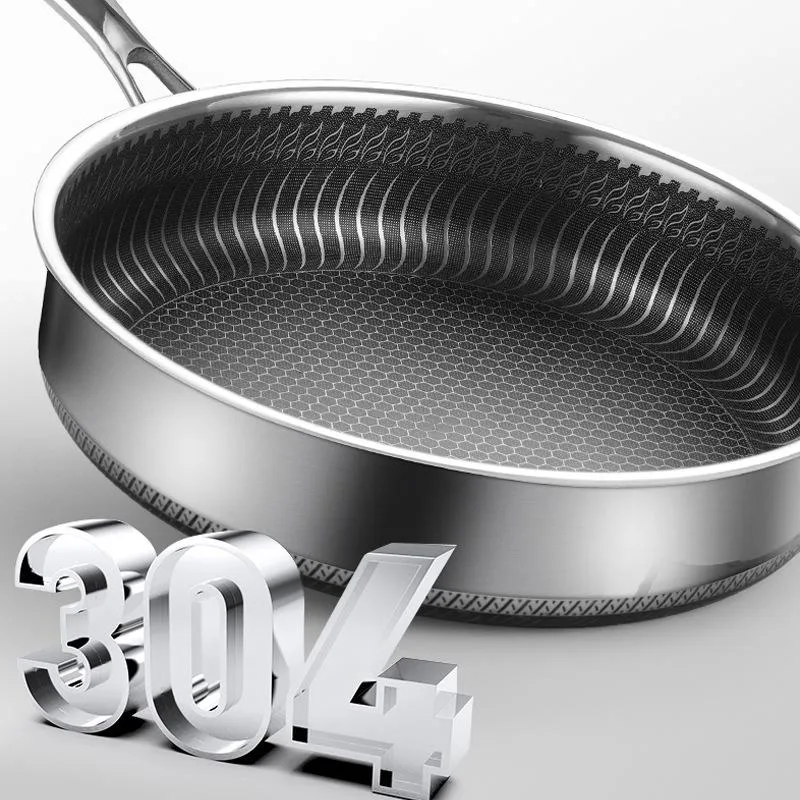 316 Stainless Steel Frying Pan Non-Stick Cooking Frypan Cookware 32cm Honeycomb Double Sided