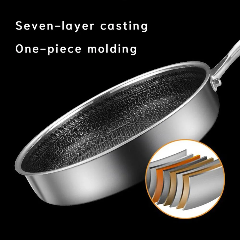 316 Stainless Steel Frying Pan Non-Stick Cooking Frypan Cookware 32cm Honeycomb DoubleSided