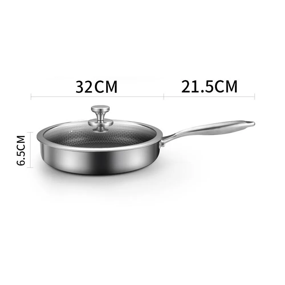 316 Stainless Steel Frying Pan Non-Stick Cooking Frypan Cookware 32cm Honeycomb DoubleSided