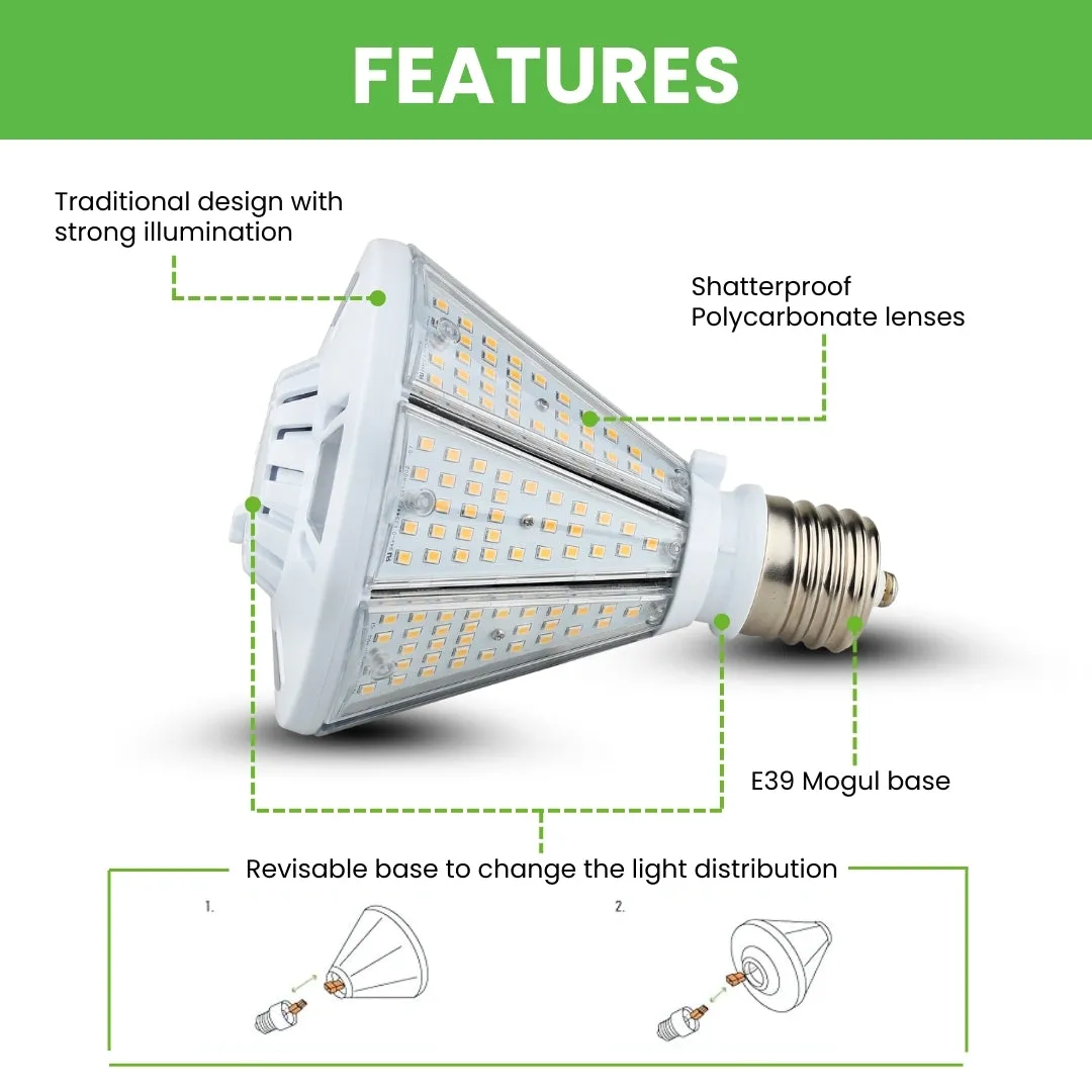 50W LED Corn Bulb Post Top - Bottom Socket - Mogul Base (E39) - (UL)