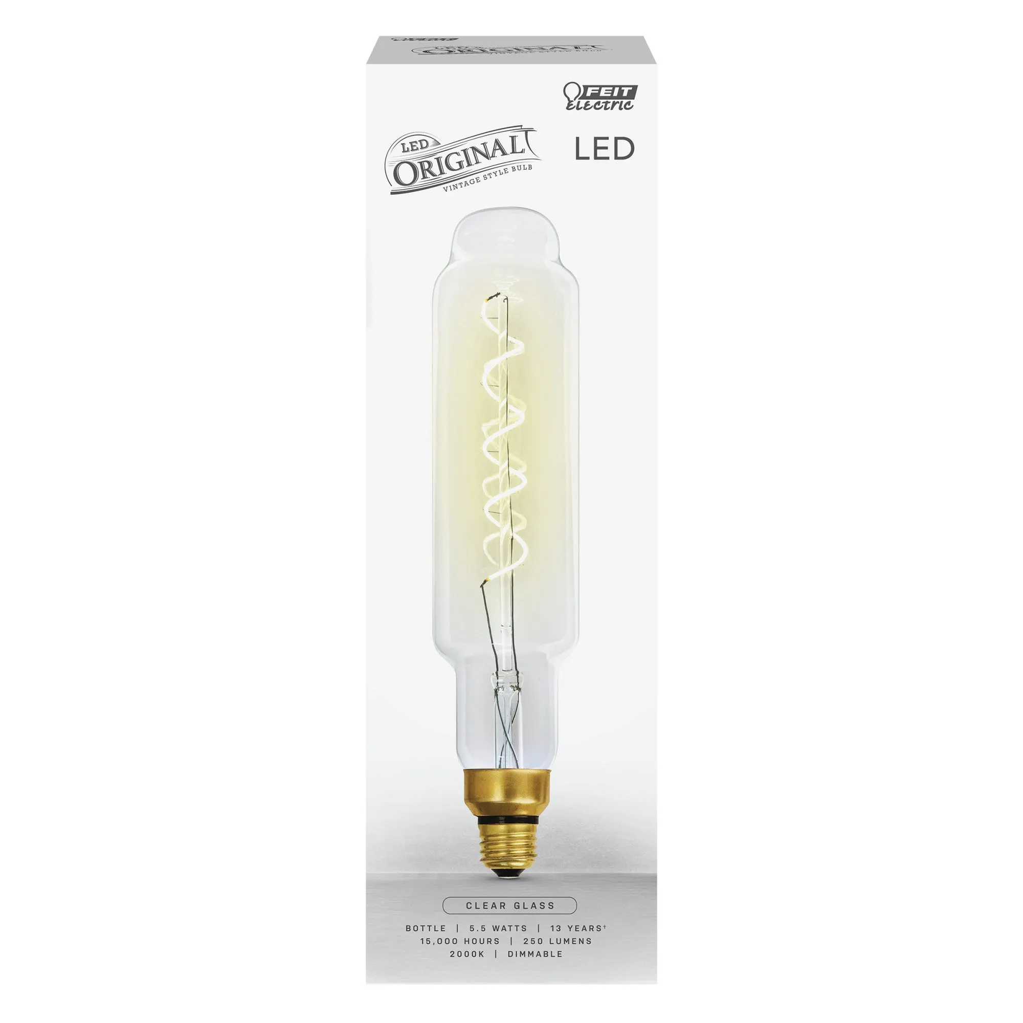 5.5W (60W Replacement) Bottle Shape E26 Dimmable Spiral Filament Clear Glass Vintage Edison LED Light Bulb, Soft White