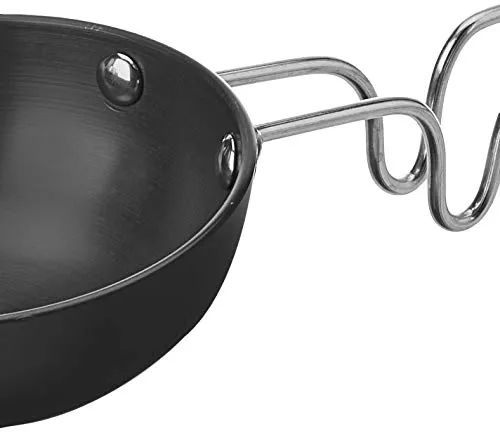 Amazon Brand - Solimo Hard Anodized Tadka Pan (11cm_Black), Aluminium