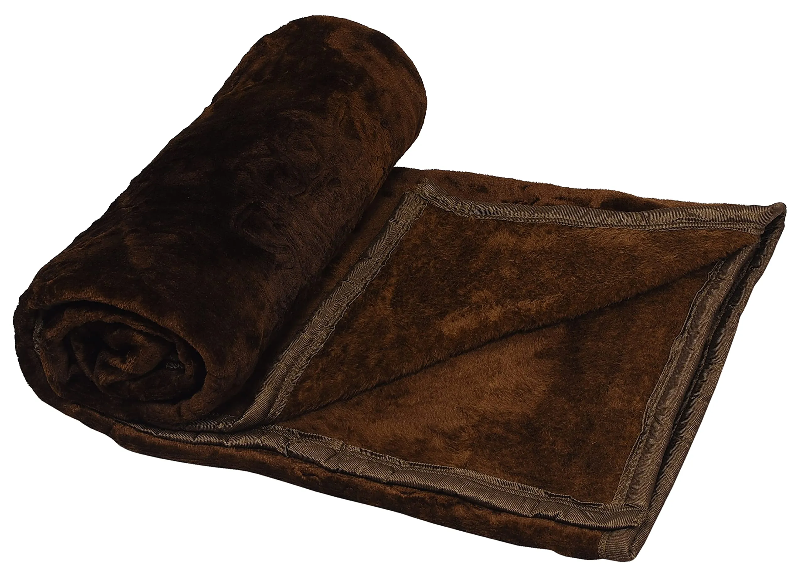 AQRATE Ultra Soft Luxurious Embossed Very Warm Korean Mink Blanket Double Bed for Winter (Brown, Double Bed)