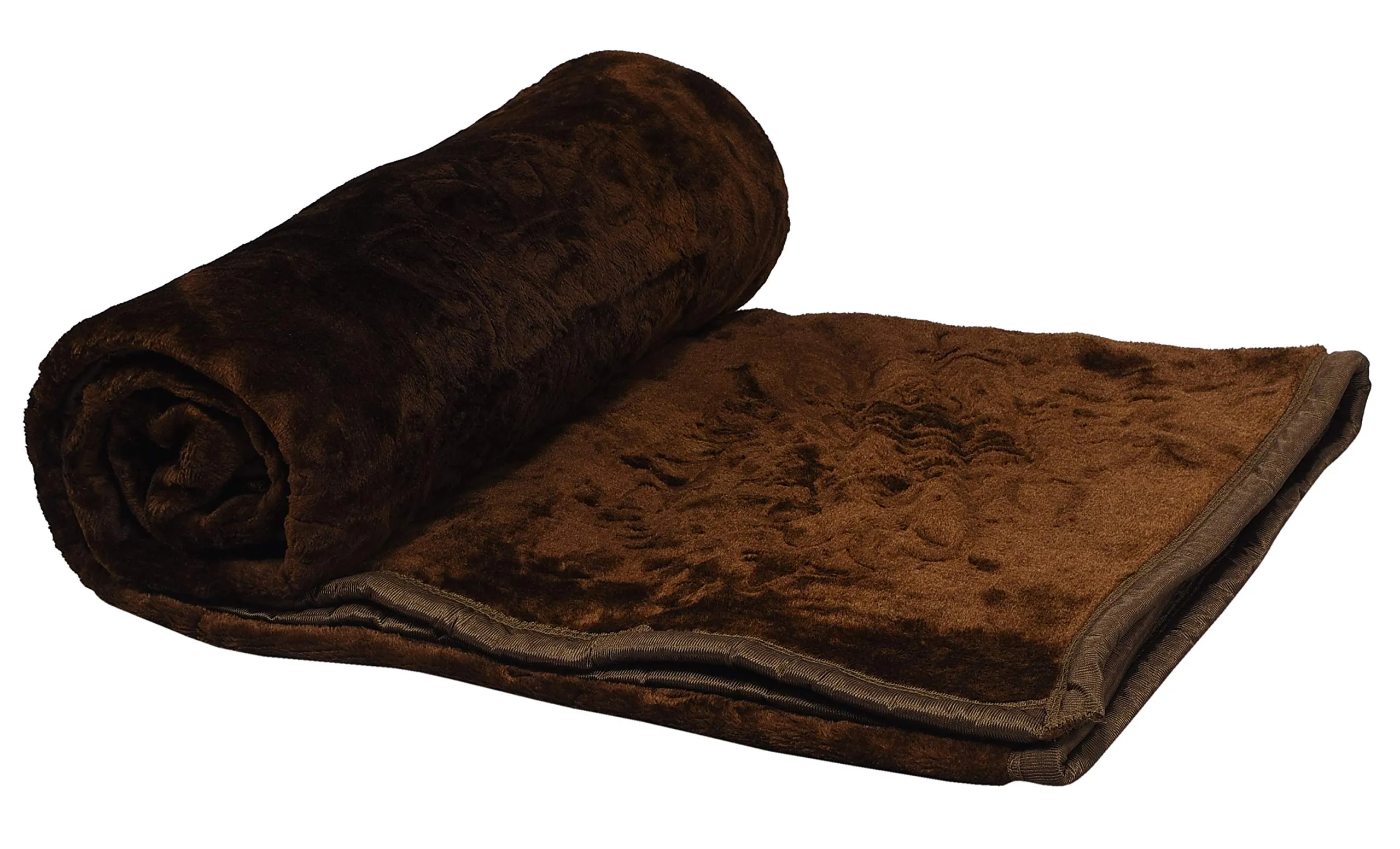 AQRATE Ultra Soft Luxurious Embossed Very Warm Korean Mink Blanket Double Bed for Winter (Brown, Double Bed)