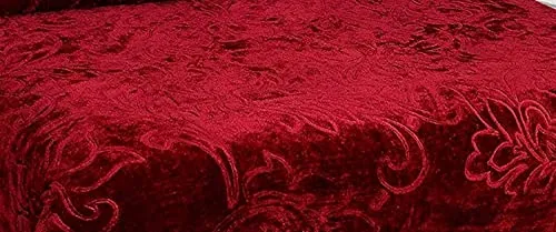 ARIVETS Super Soft Floral Embossed Printed Mink Single Bed Blanket for Winter, Ultrasoft & Cozy, Lightweight Ac Bed Blanket (Maroon, Double - 85x85 Inch)