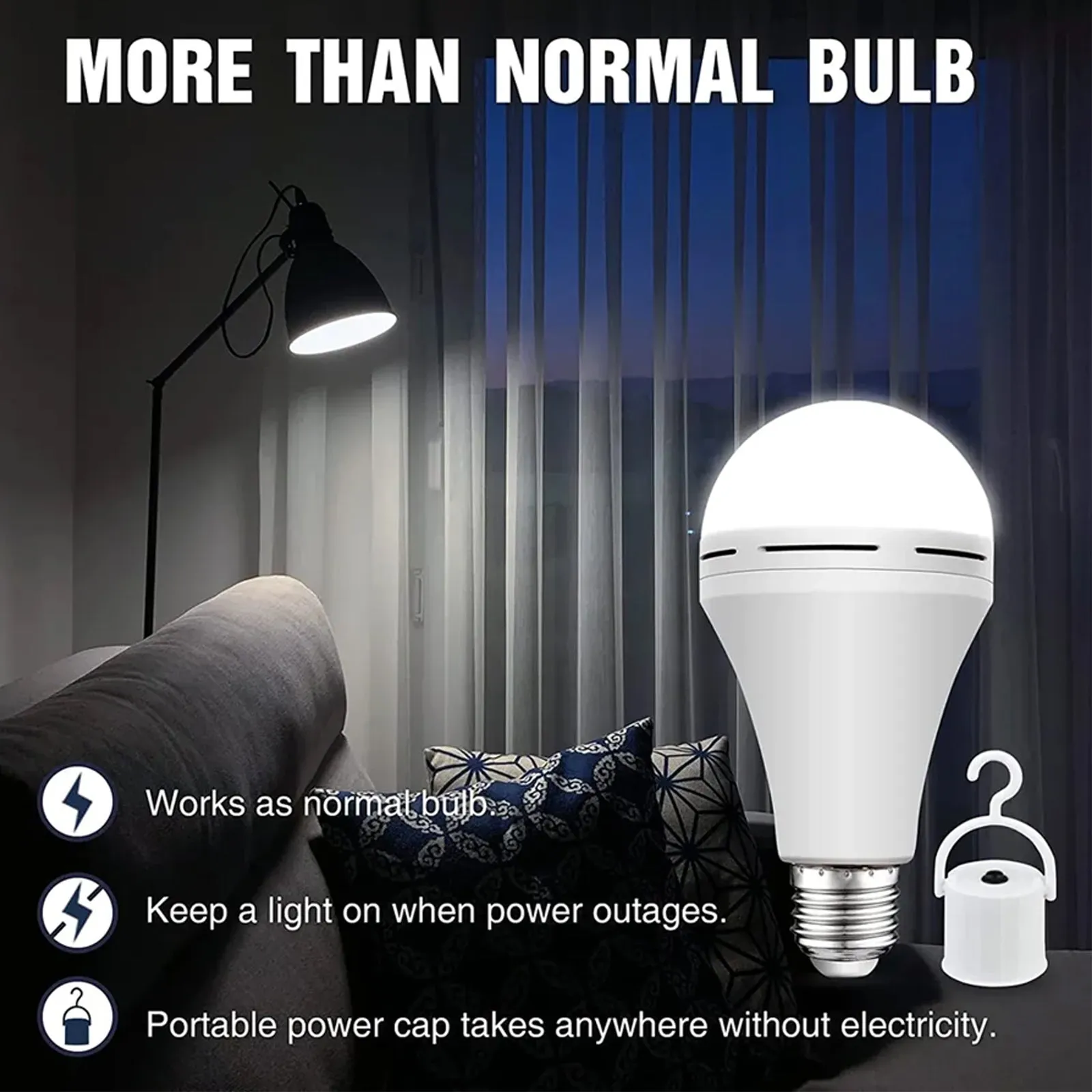 Avron 12w E27 Screw Rechargeable Light Bulb