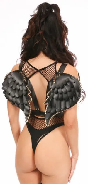 Black & Gold Vegan Leather Angel Wings