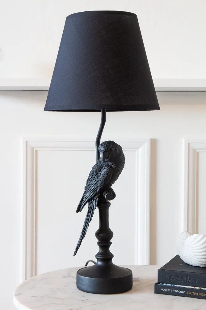 Black Parrot Table Lamp With Lamp Shade