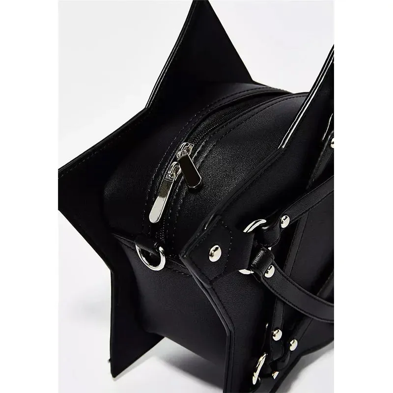 Black Pentagram Leather Unisex Retro Punk Casual Fashion Gothic Designer Bag