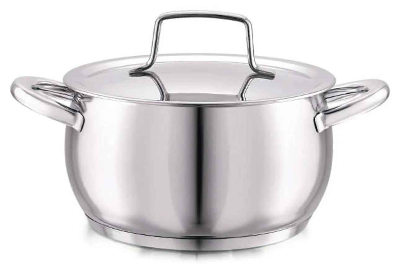 Cello Stainless Steel Handi Casserole with Lid, Impact Bonded Tri Ply Bottom (16 cm - 2.2 L)