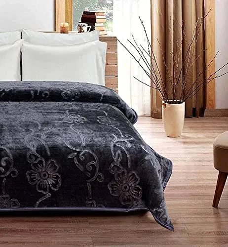 COMFORT PLANET 500 TC Winter, Mild-Winter Solid, Floral Light Weight Super Soft Warm Mink Single Bed Blanket for Winter, Lightweight (Grey, Single Bed - 85x60 Inch)