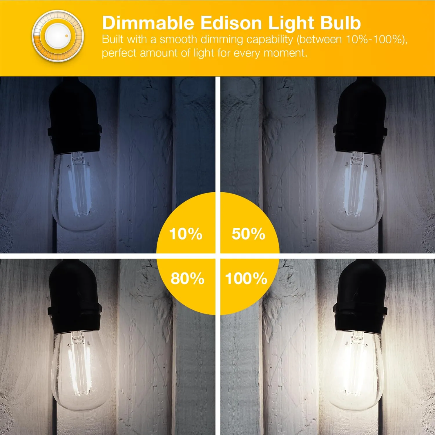 DAYBETTER 4 Pack Vintage LED Edison Bulbs, E26 Led Bulb 60W Equivalent, Dimmable Led Light Bulbs, High Brightness 800 LM Daylight 5000K, ST58 Antique LED Filament Bulbs, Clear Glass Style for Home