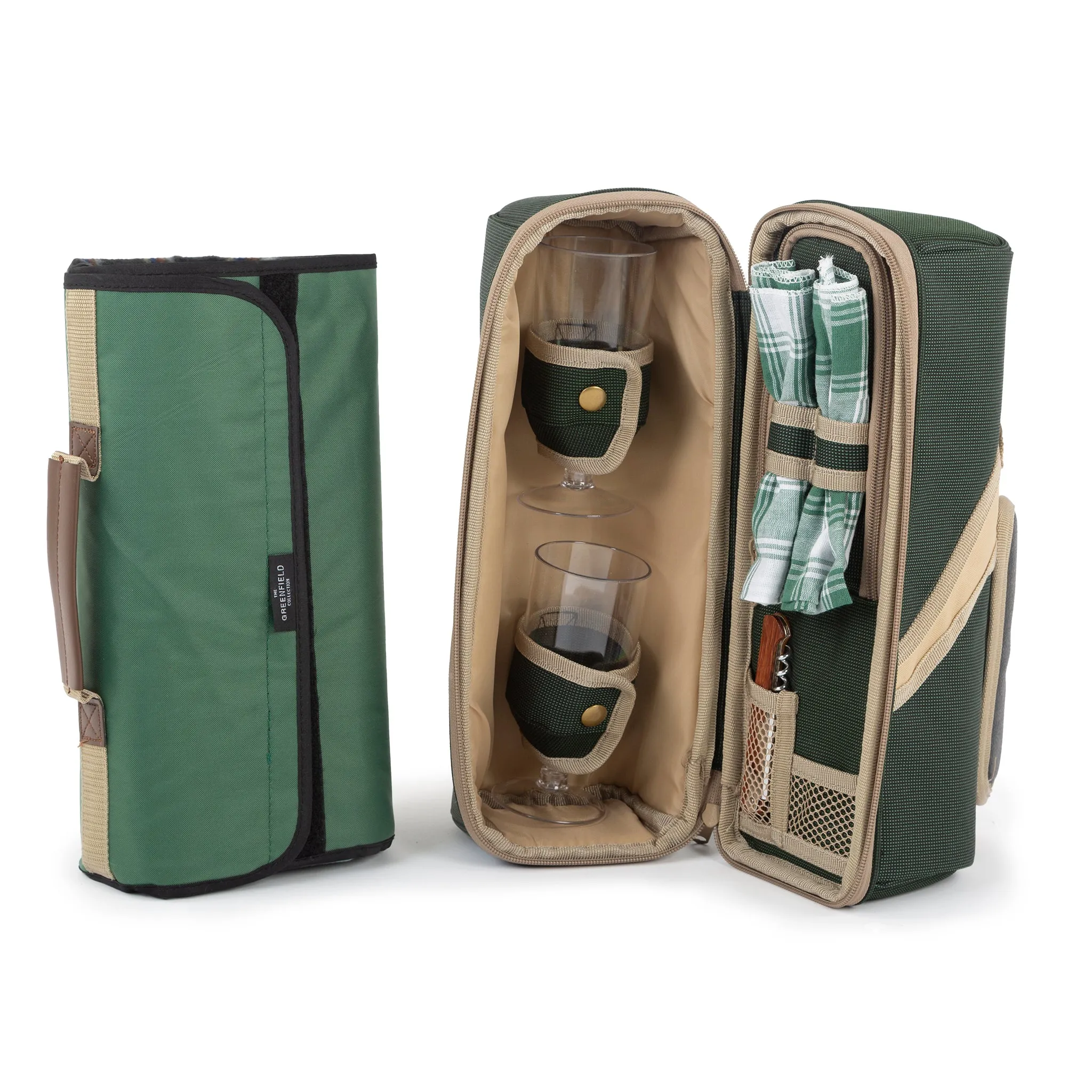 Deluxe Wine Cooler Bag for Two People with Matching Picnic Blanket