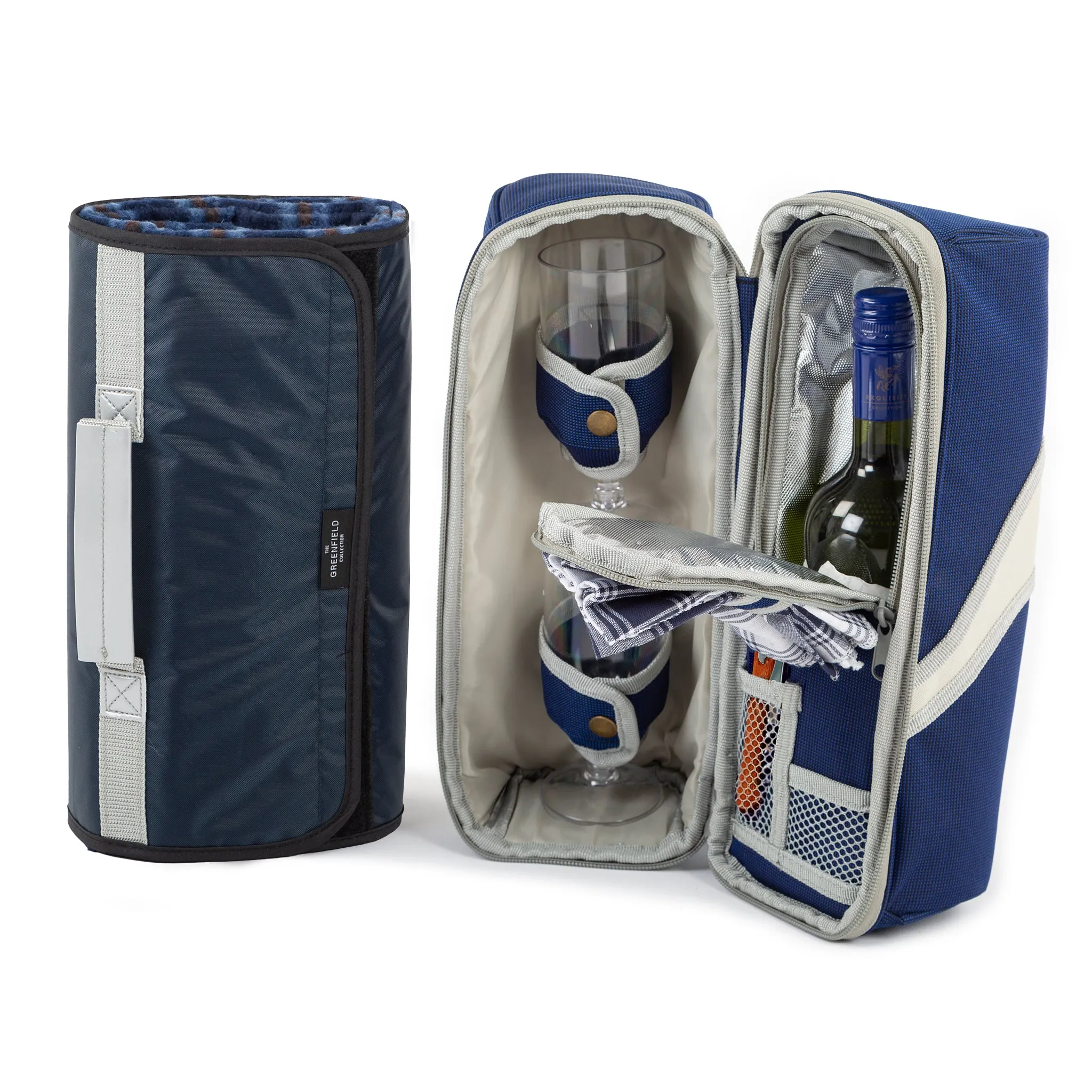 Deluxe Wine Cooler Bag for Two People with Matching Picnic Blanket