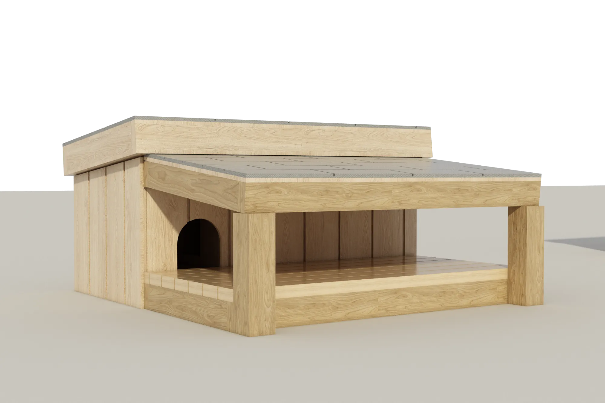 Dog House With Covered Porch DIY Plans Pet Puppy Outdoor Shelter Kennel Small