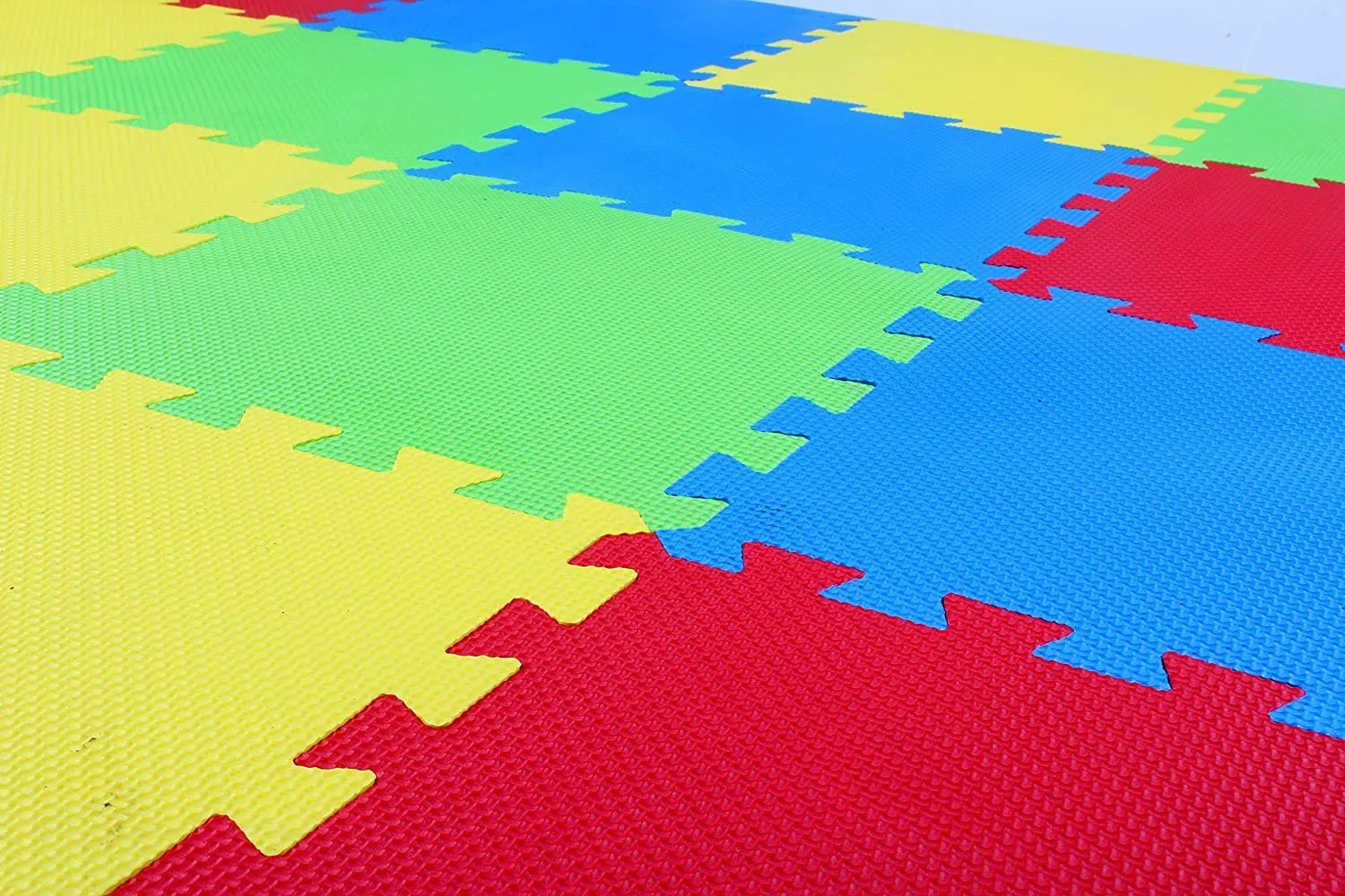 EASYHOME Puzzle EVA Foam Mat for Kids, Interlocking mat Tiles for Gymnastics, Exercise, Playing and Home Protective Flooring - 60x60 cm - 12mm Thickness, Multicolor (Pack of 16)