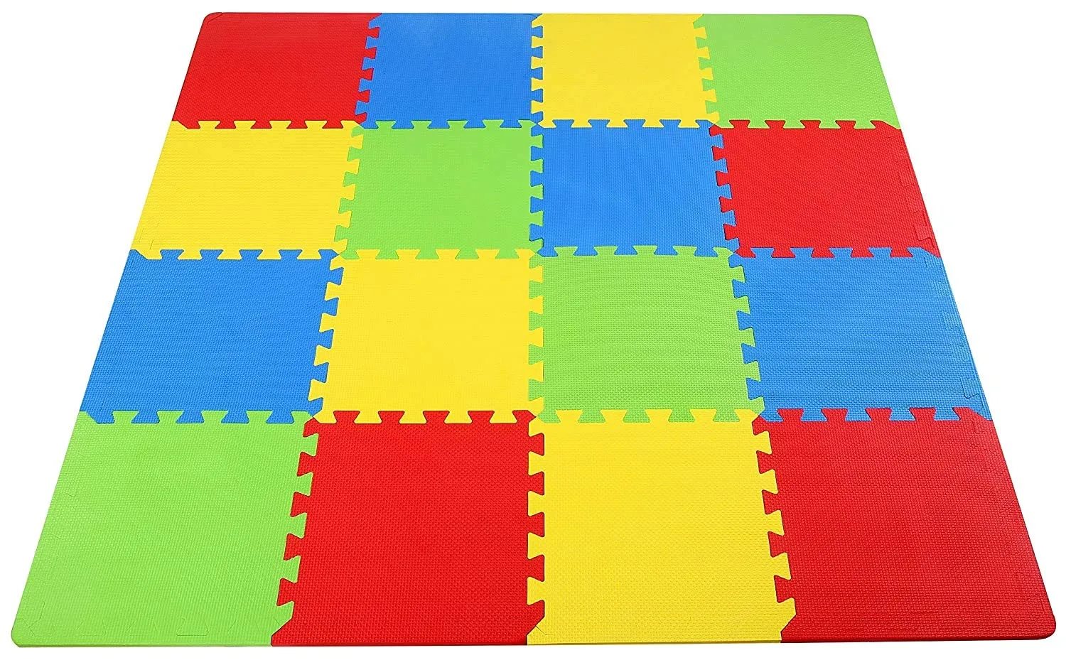 EASYHOME Puzzle EVA Foam Mat for Kids, Interlocking mat Tiles for Gymnastics, Exercise, Playing and Home Protective Flooring - 60x60 cm - 12mm Thickness, Multicolor (Pack of 16)