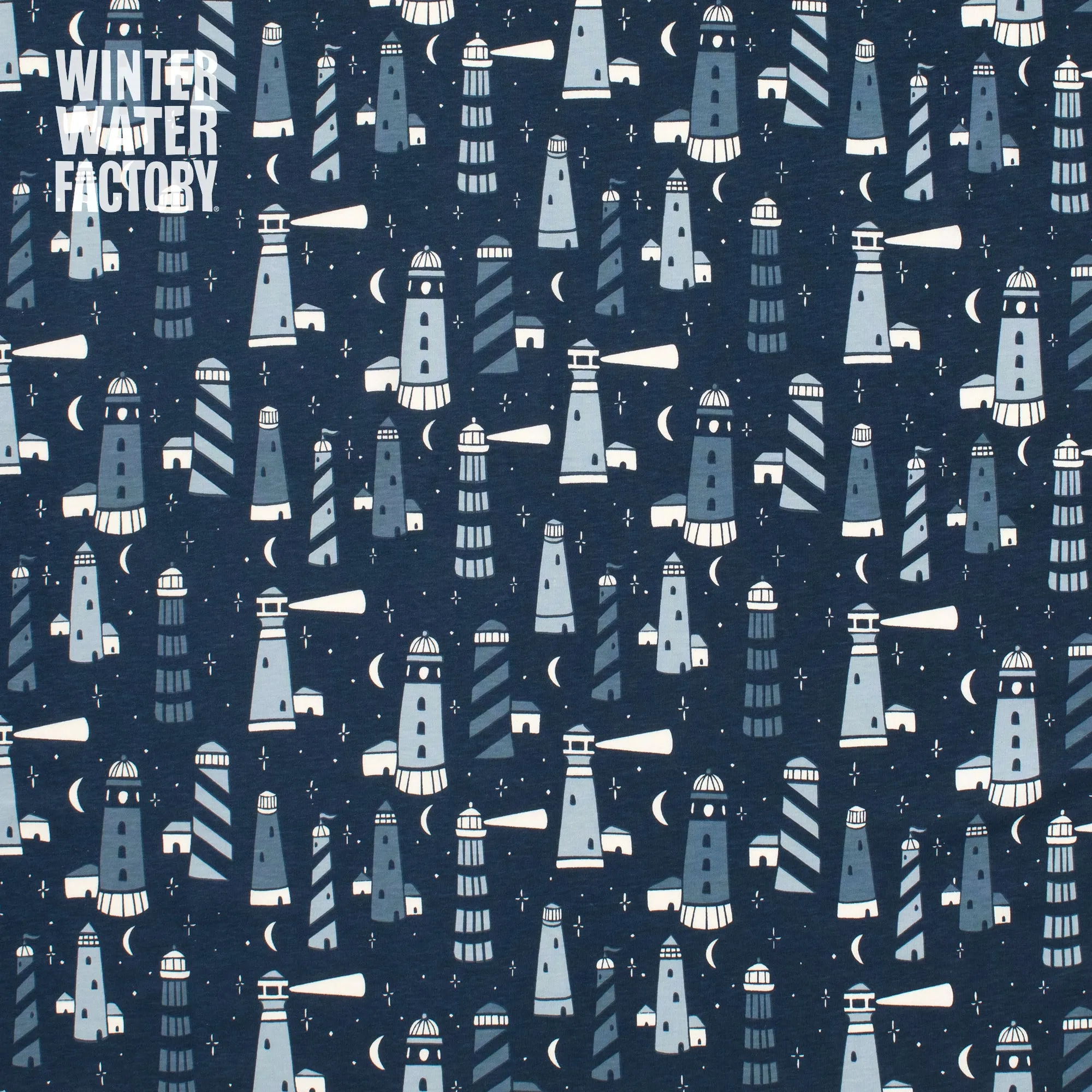 French Terry Blanket - Lighthouses Night Sky