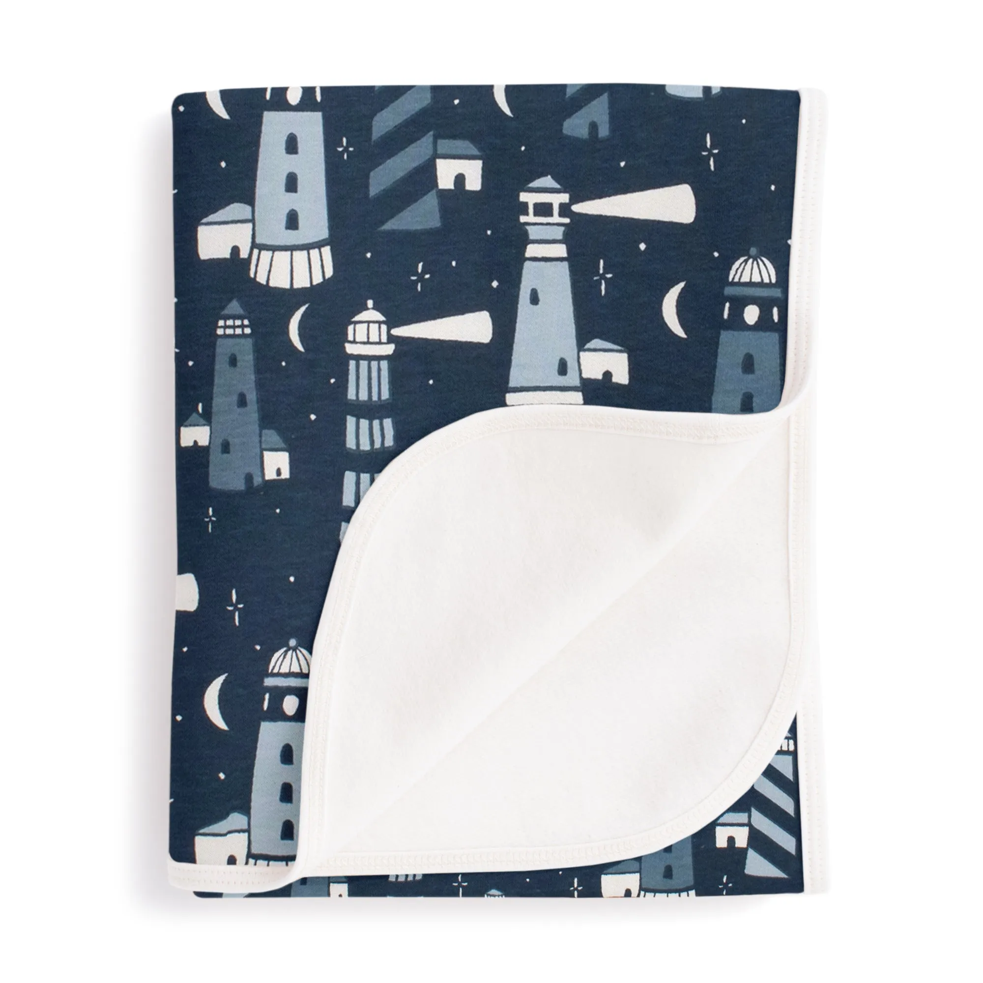 French Terry Blanket - Lighthouses Night Sky