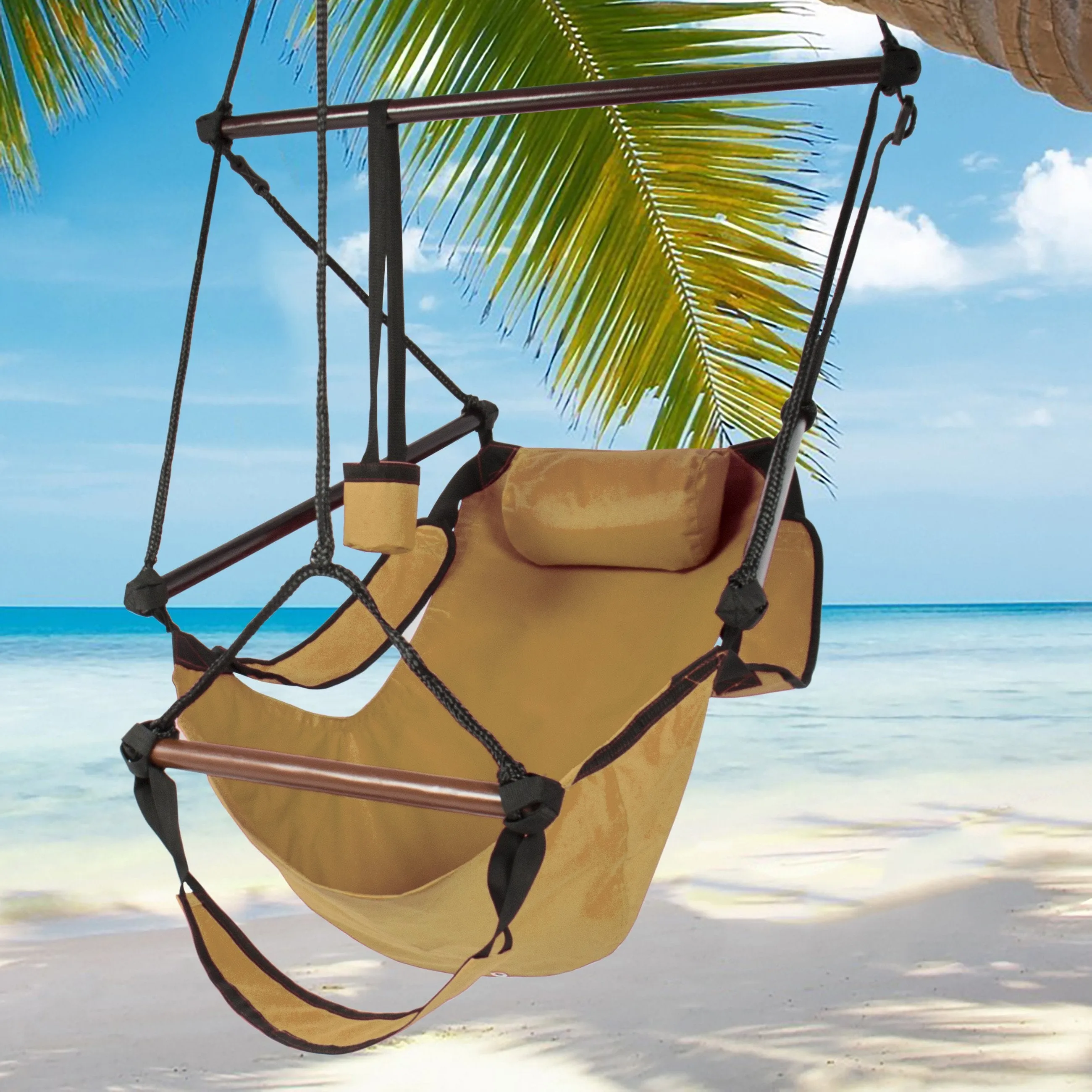 Hammock Hanging Chair Air Deluxe Sky Swing Outdoor Chair Solid Wood 250lb