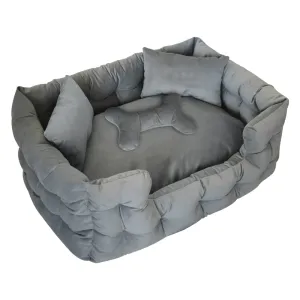 Hiputee Luxurious High Wall Soft Velvet Fabric Washable Bed for Dogs and Cats (Grey)