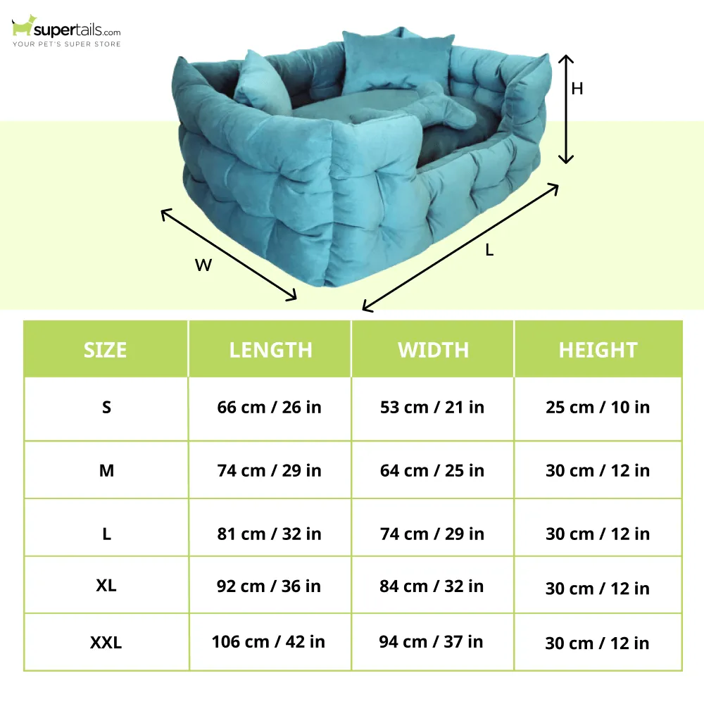 Hiputee Luxurious High Wall Soft Velvet Washable Bed for Dogs and Cats (Aqua Blue)