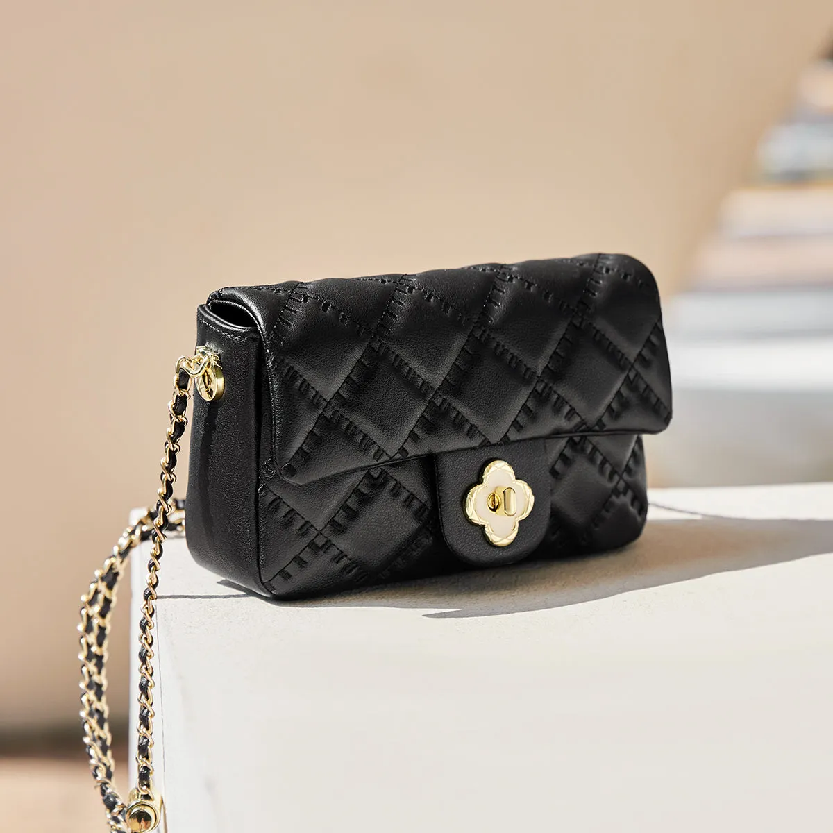 Karina Black Quilted Shoulder Bag