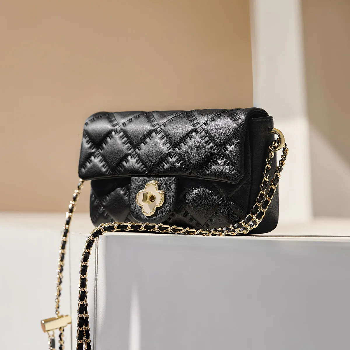 Karina Black Quilted Shoulder Bag