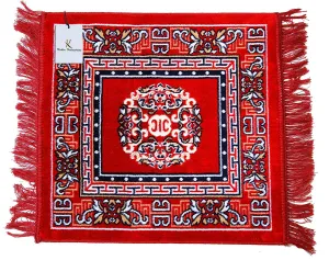 Kuber Industries Traditional Carpet/Pooja Mat|Square Shape & Soft Velvet Material|Maditation Prayer Rectangular Mat|Size 60 X 60 Cm (Red)