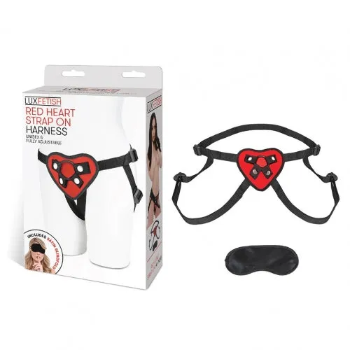 Lux Fetish Red Heart Strap On Harness