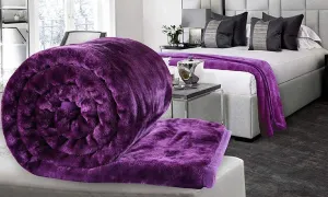 Mehlawat 500 TC Winter | Mild-Winter Solid | Floral Super Soft Warm Mink Single Bed Ac Bed Blankets for Winter, Lightweight Kambal (Purple, Single - 85x56 Inch)