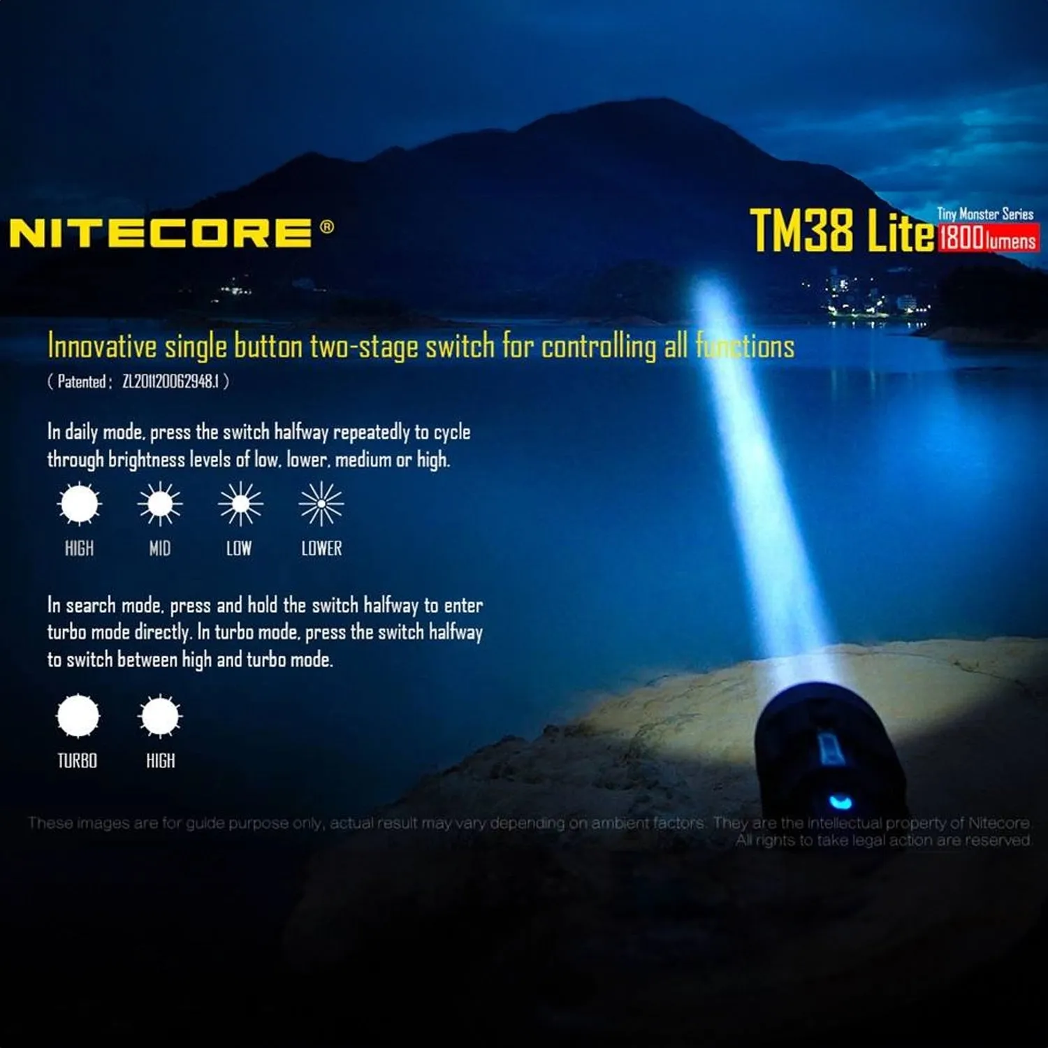 Nitecore TM38 Lite 1800 Lumen Long Throw LED Flashlight