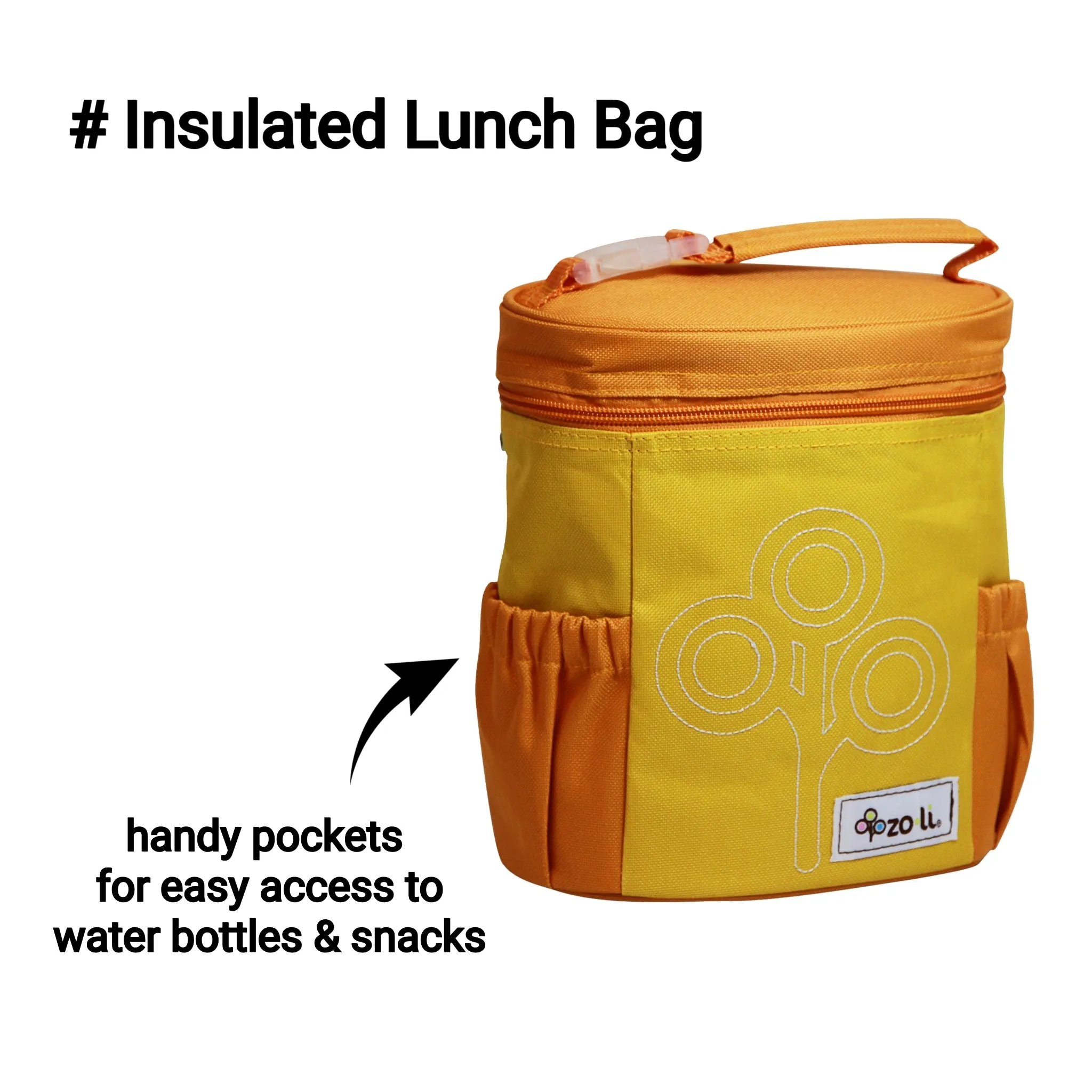 NOM NOM Insulated Lunch Bag- Orange