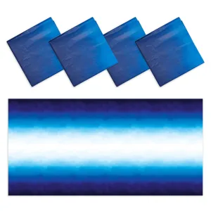 Ombre Blue Plastic Table Cover for Birthday Party, Rectangle Table Cloth (54 x 108 In, 4 Pack)