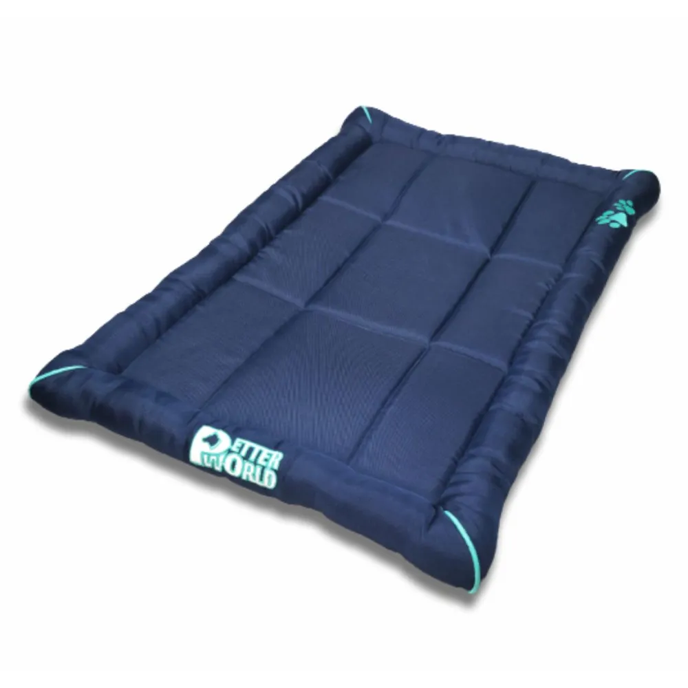 Petter World Luxury Outdoor Foamed Crate Mat with Padded Perimeters for Extra Support for Dogs (Ensign Blue)