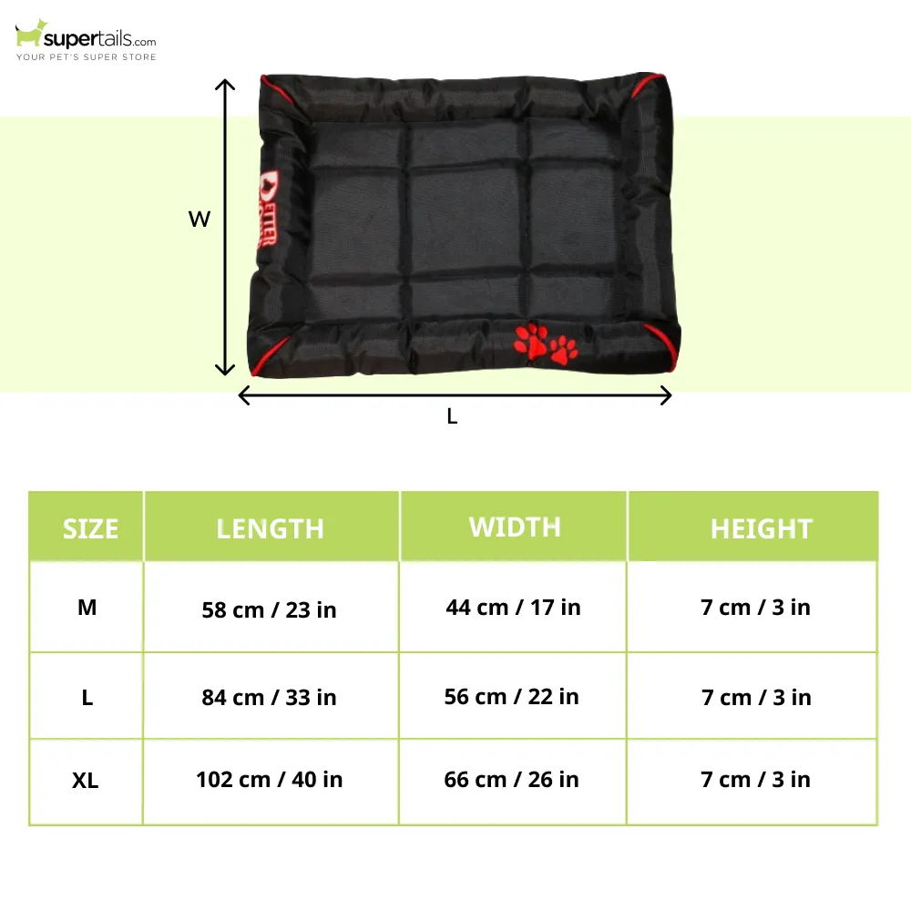 Petter World Luxury Outdoor Foamed Crate Mat with Padded Perimeters for Extra Support for Dogs (Jet Black)