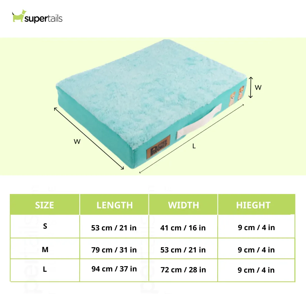 Petter World Micro Fur Orthopedic Mattress Bed with Memory Foam Base for Dogs (Turquoise)