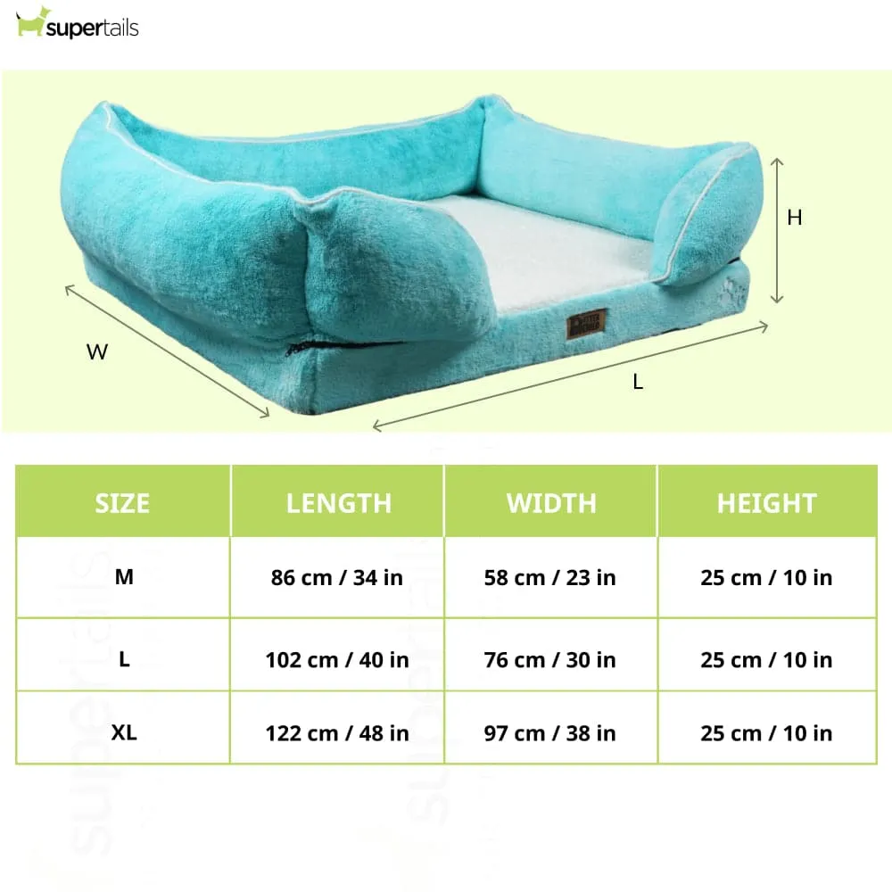 Petter World Ultra Luxury Micro Fur Orthopedic Sofa Bed with Sherpa Fur Cushion for Dogs and Cats (Turquoise)