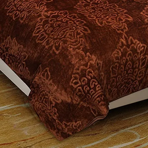 RCGCRAFT Embossed Blankets Solid Colour Ultra Soft Floral Double Bed Light Mink Winter Blanket 210x240 cms Polyester (BROWAN) (Double)