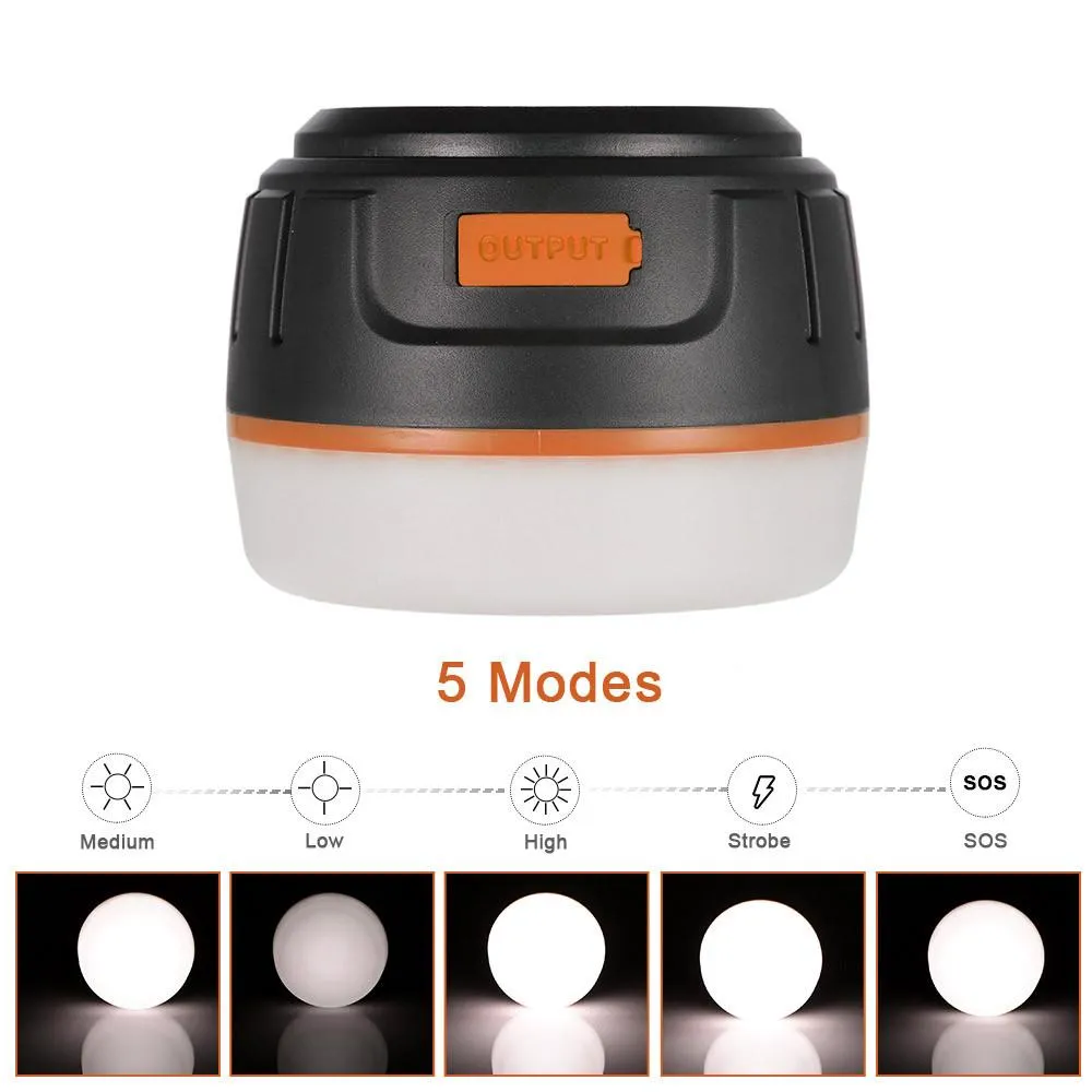 Rechargeable 5-Mode LED Camping Lantern w/ built-in USB Power Bank