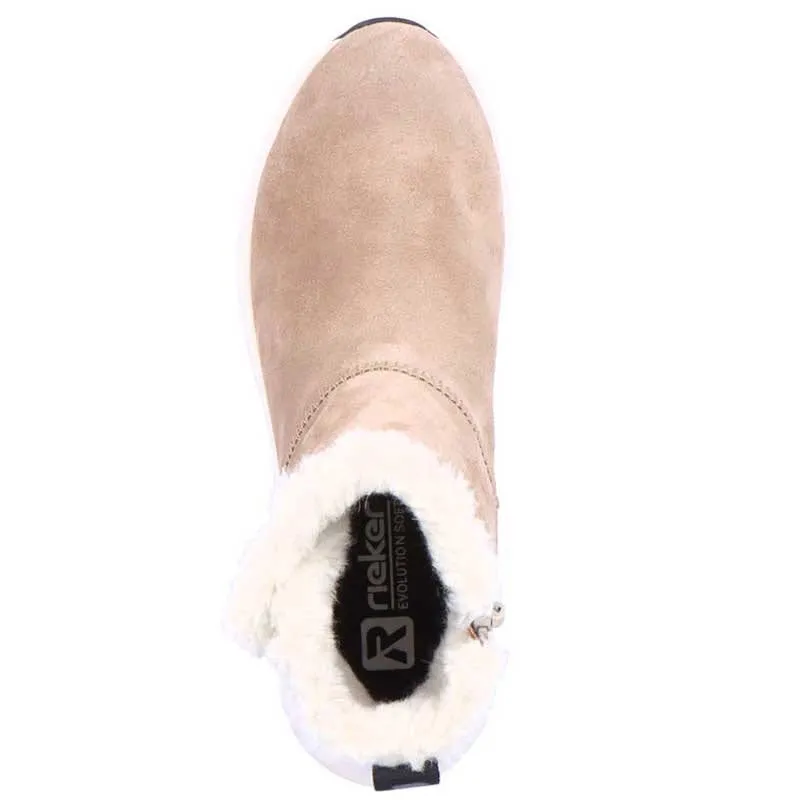 REVOLUTION SNEAKER BOOTIE WITH FUR TAUPE - WOMENS