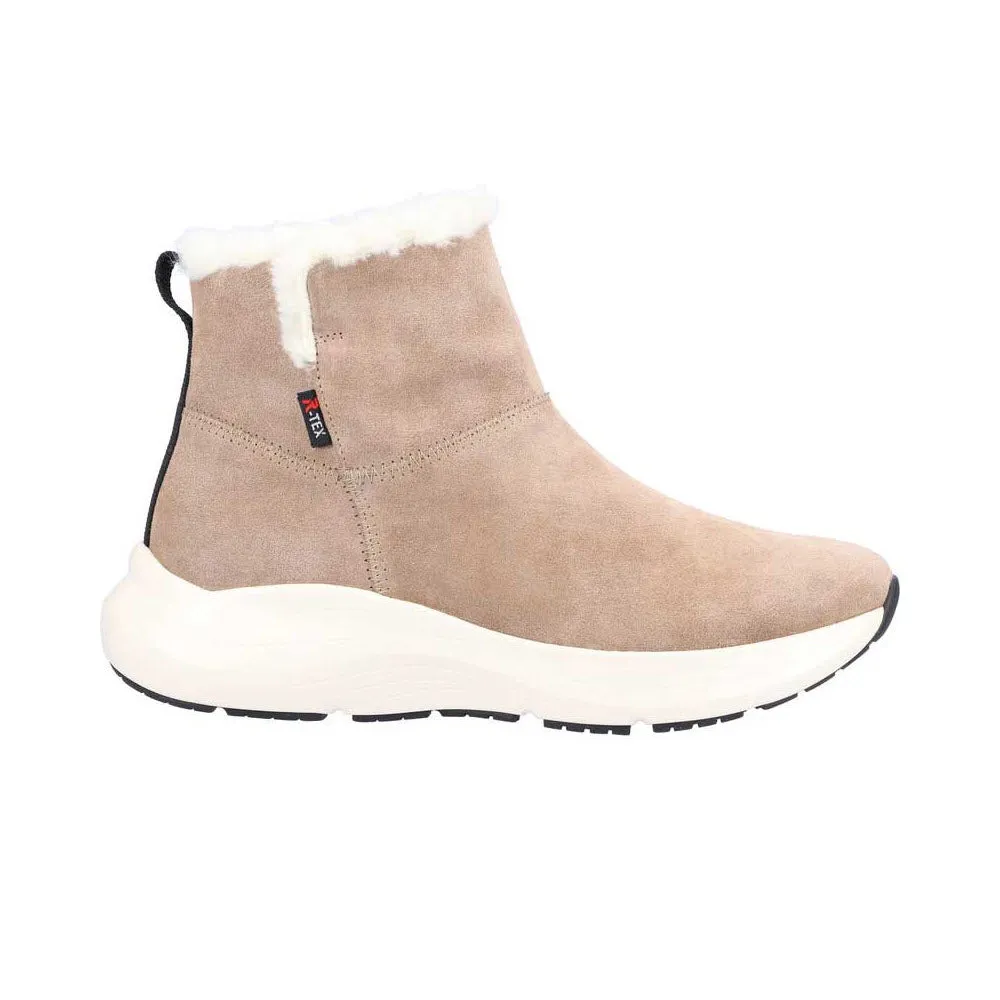 REVOLUTION SNEAKER BOOTIE WITH FUR TAUPE - WOMENS