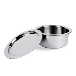 SAVYA HOME Triply Stainless Steel Tope (Patila) with Lid | Handi Casserole with lid | 1.5 L | 16 cm Diameter | 100% PTFE and PFOA Free | Gas Stove & Induction Cookware | Stainless Steel Cookware