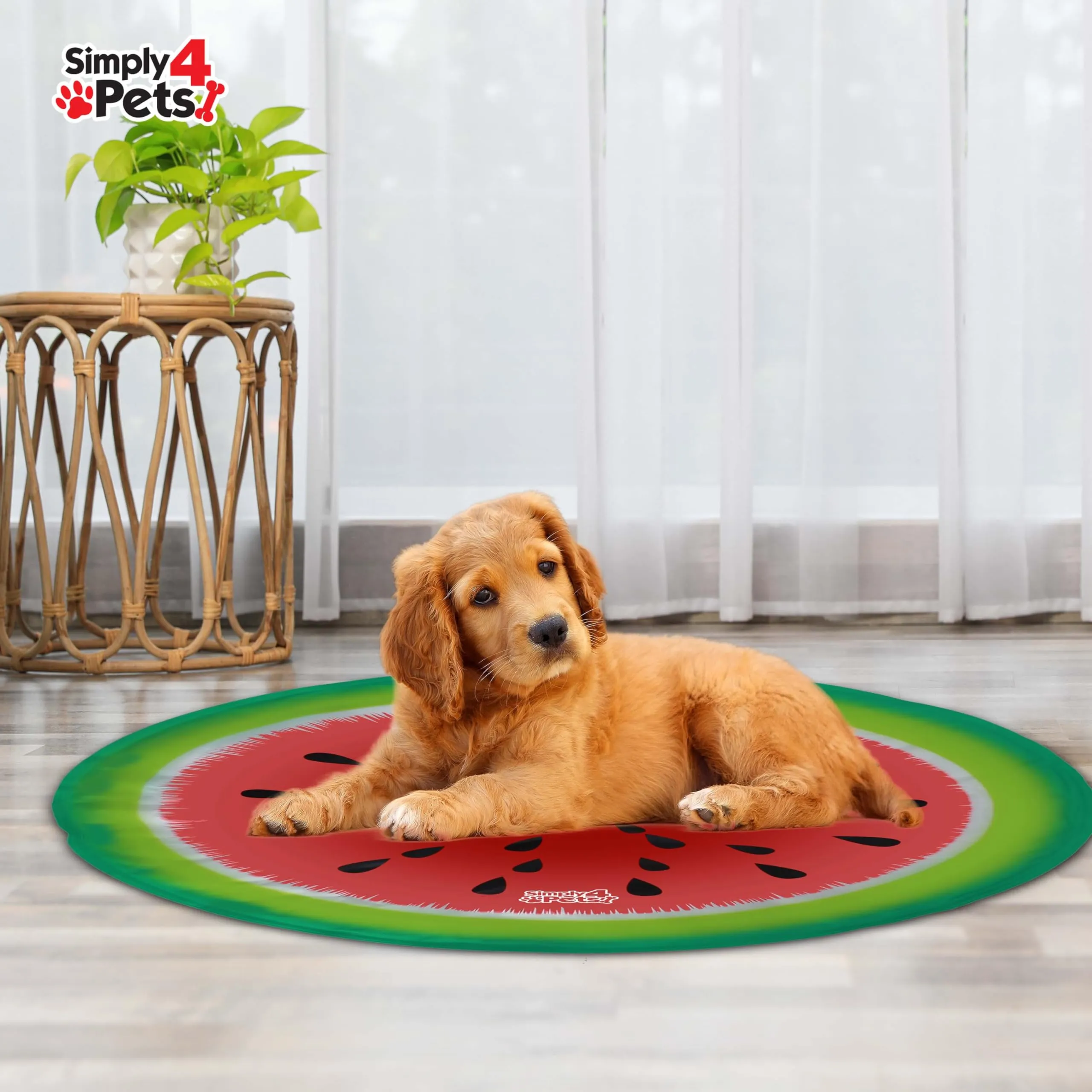 SIMPLY 4 PETS Pet Cooling Mat Non Toxic Safe Gel Self Cooling Pad For Dogs Cats Portable Cat Dog Bed Pet Sleeping Mat For Summer Easy To Clean Watermelon Design Dog Cooling Mat 60x60 CM