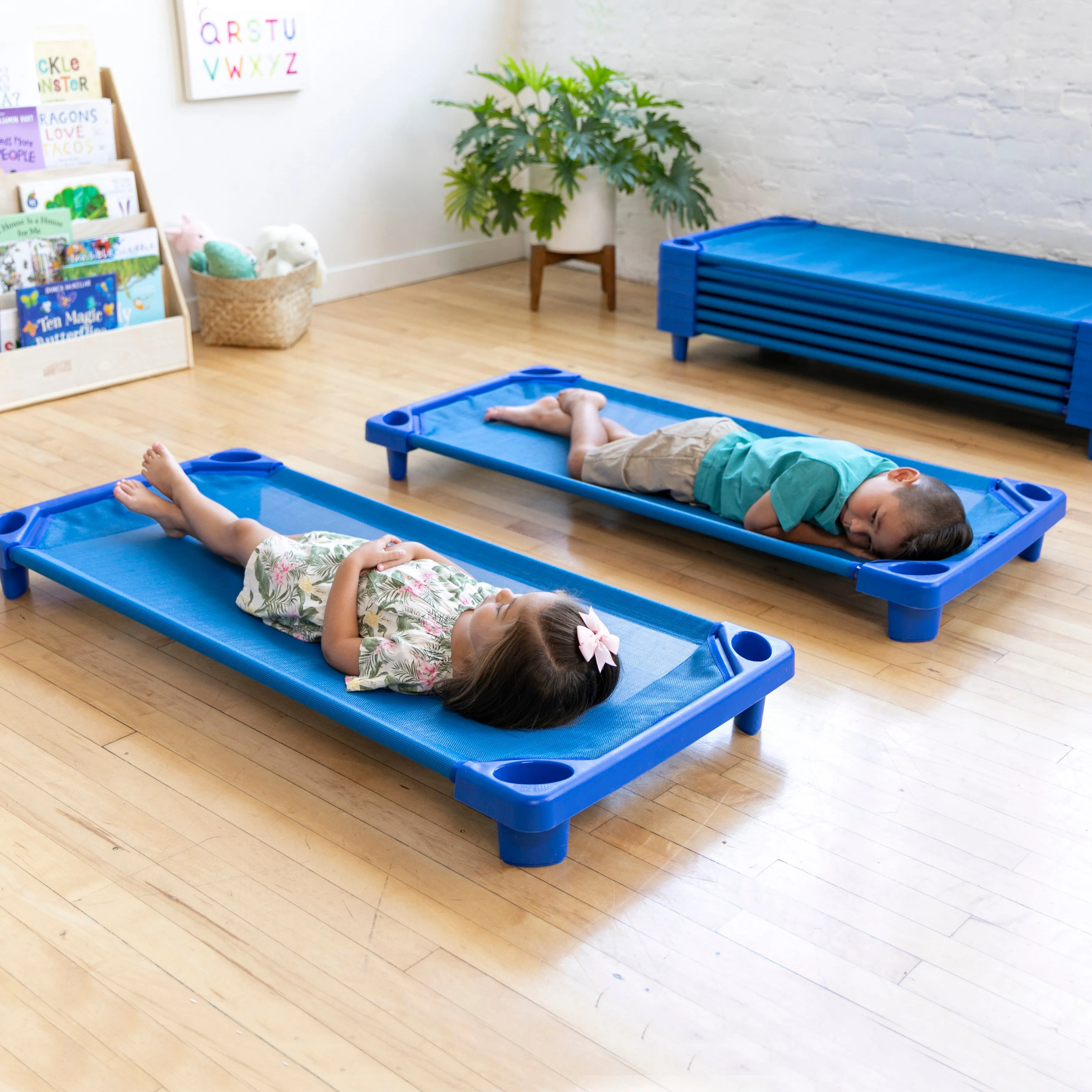 Streamline Cot, Ready-To-Assemble, Standard Size, 6-Pack - Blue