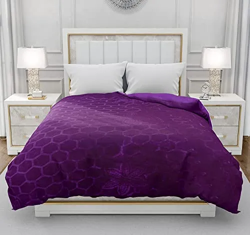 TAYCORE LIVING Mink Floral Embossed Soft Heavy Single Bed Velvet AC Blanket for Winter Korean Mink Blankets for Winter, Lightweight Kambal (Purple, Single Bed)