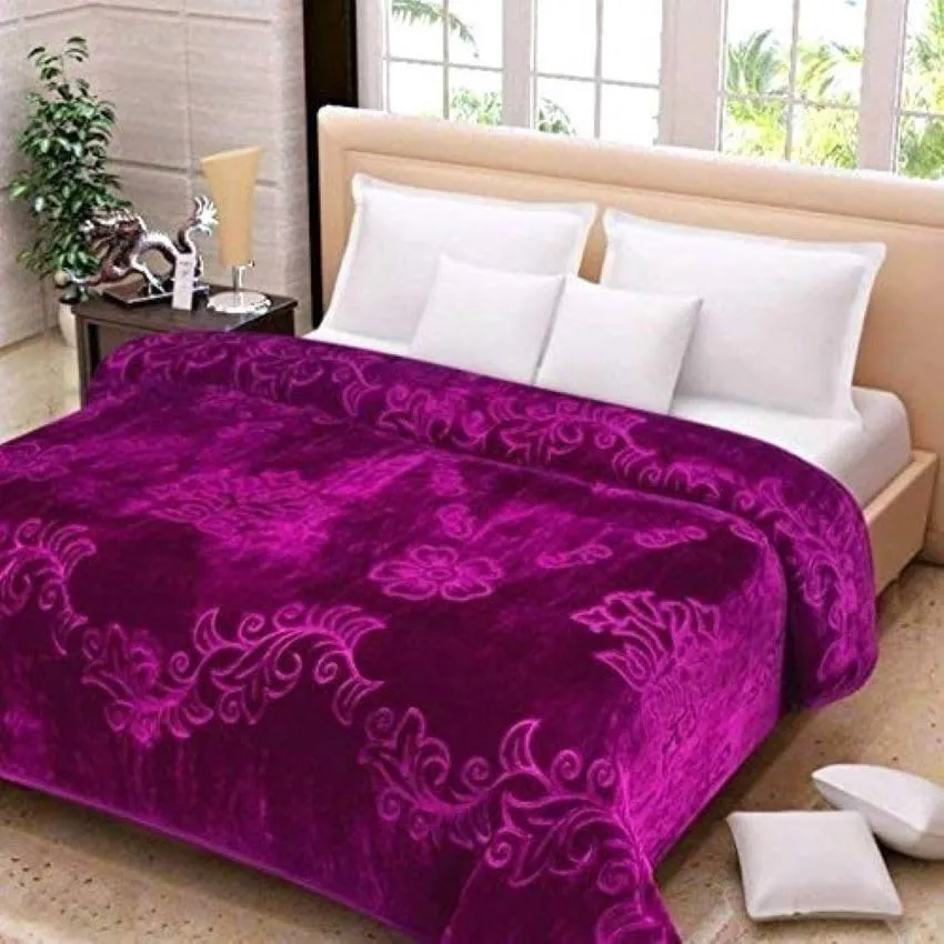 TAYCORE LIVING Mink Floral Embossed Soft Heavy Single Bed Velvet AC Blanket for Winter Korean Mink Blankets for Winter, Lightweight Kambal (Purple, Single Bed)