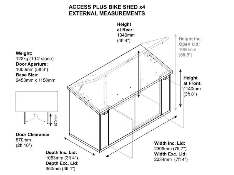 The Access Plus Metal Bike Storage Shed - Store 4 bikes