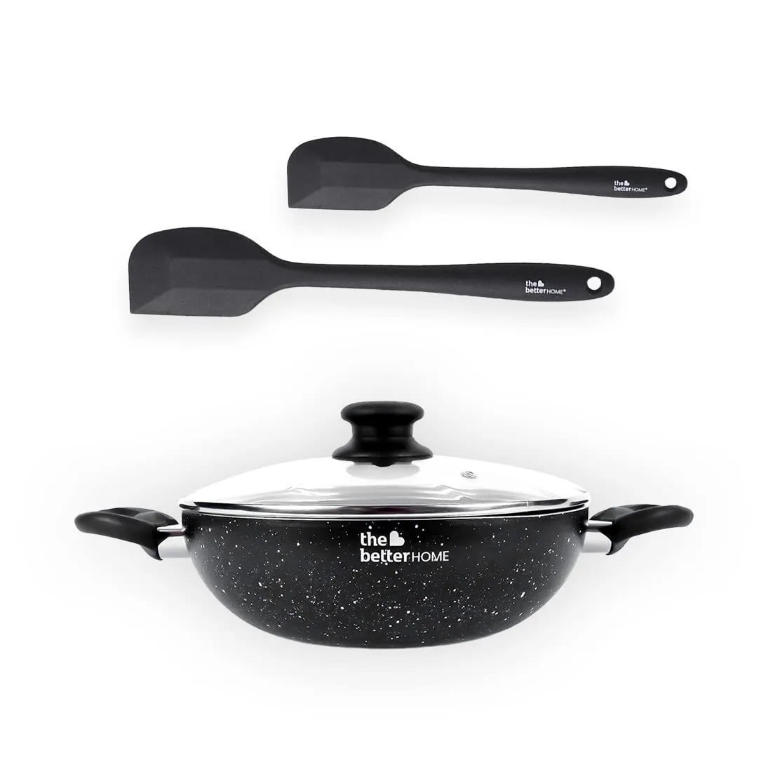 The Better Home Silicon Spatula Set for Non Stick Pans | Heat Resistant, Durable, Flexible Cookware Set | BPA Free & Odourless Non Stick Utensil Set for Cooking (with Kadai)